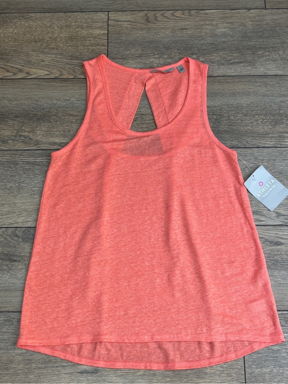 NWT Athleta Newport Tank Top 100% Linen Orange Coral Sz Small #214009